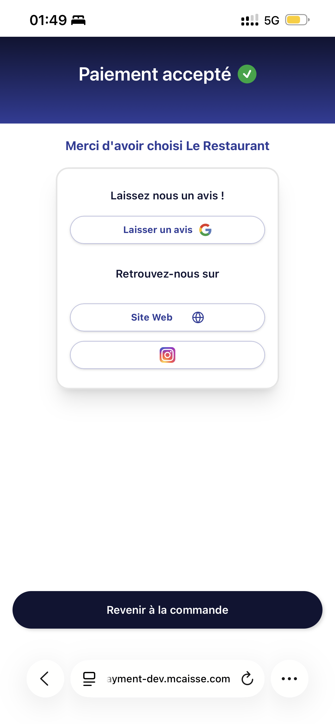 MCaisse - Paiement accepté