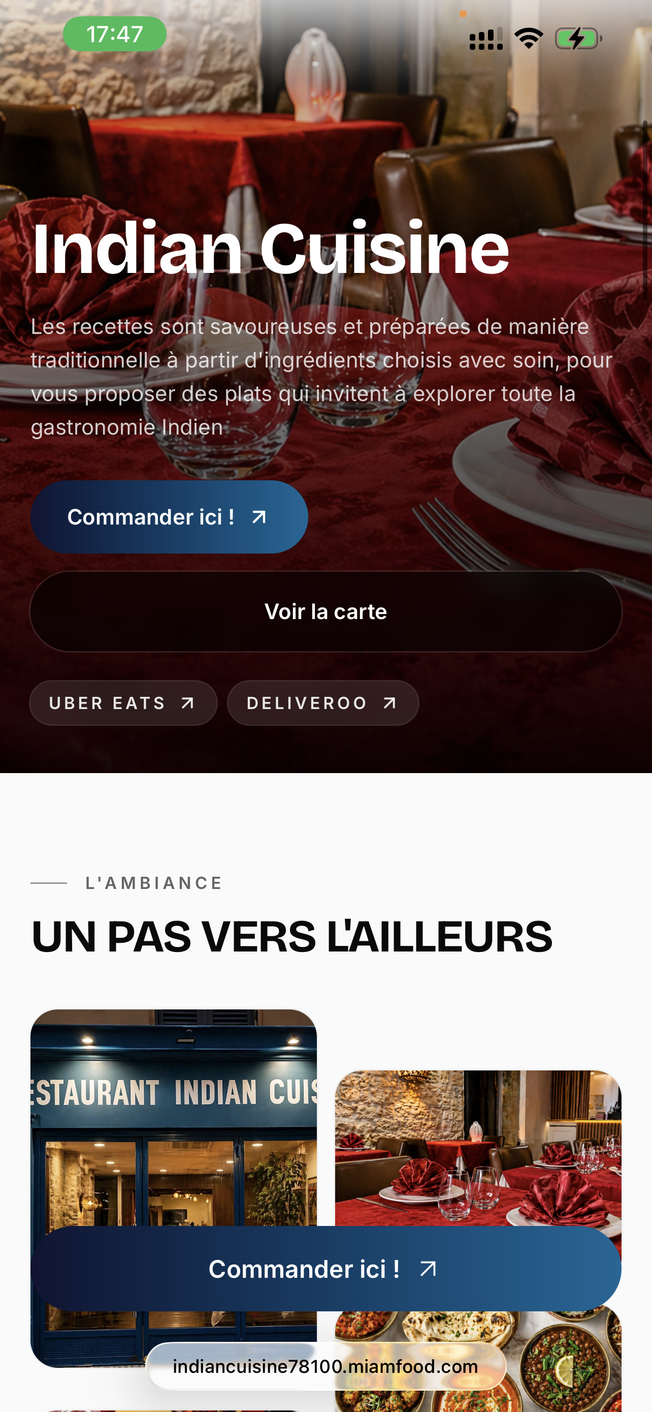 MCaisse — Site web restaurant sur mobile, hero et ambiance